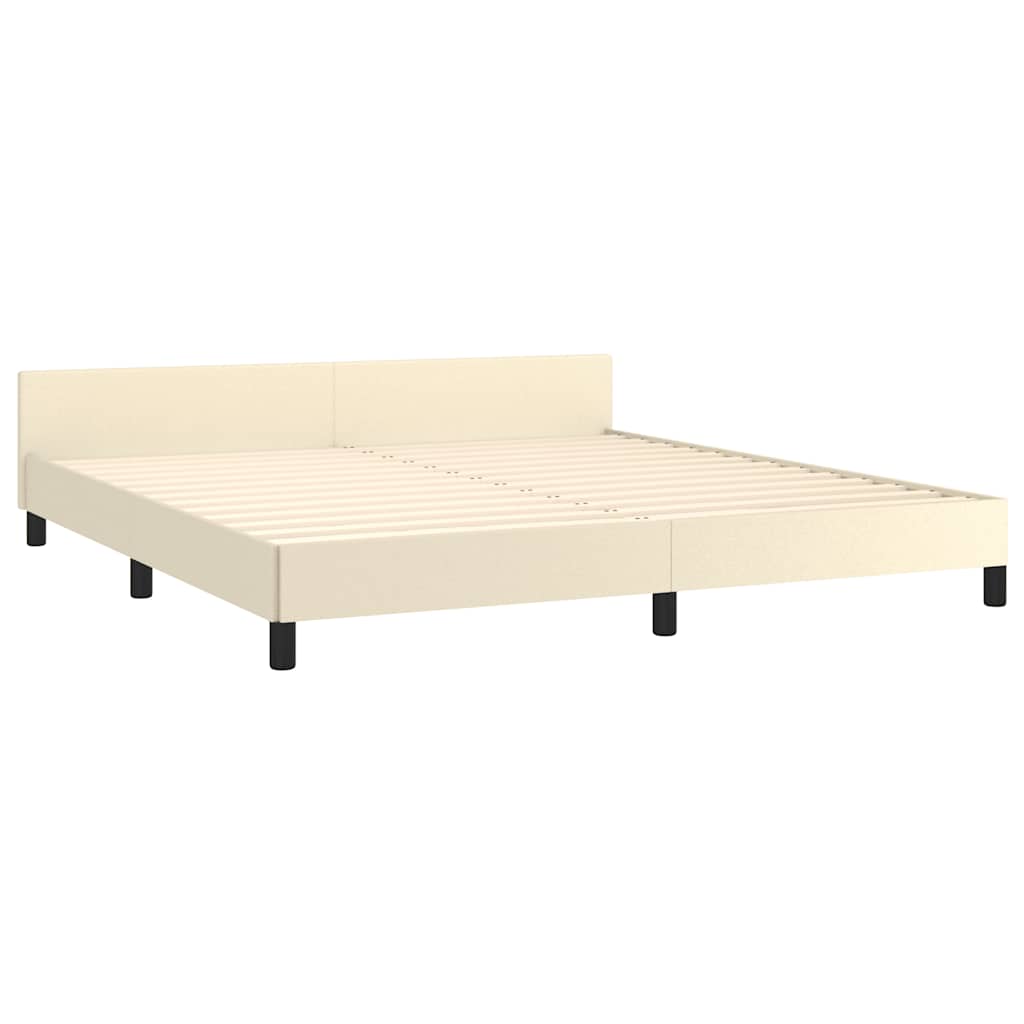 Bedframe met hoofdeinde zonder matras 160x200 cm crèmekleurig is nu te koop bij PeponiXL, paradijselijk wonen!