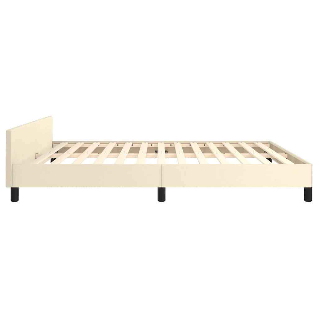Bedframe met hoofdeinde zonder matras 160x200 cm crèmekleurig is nu te koop bij PeponiXL, paradijselijk wonen!