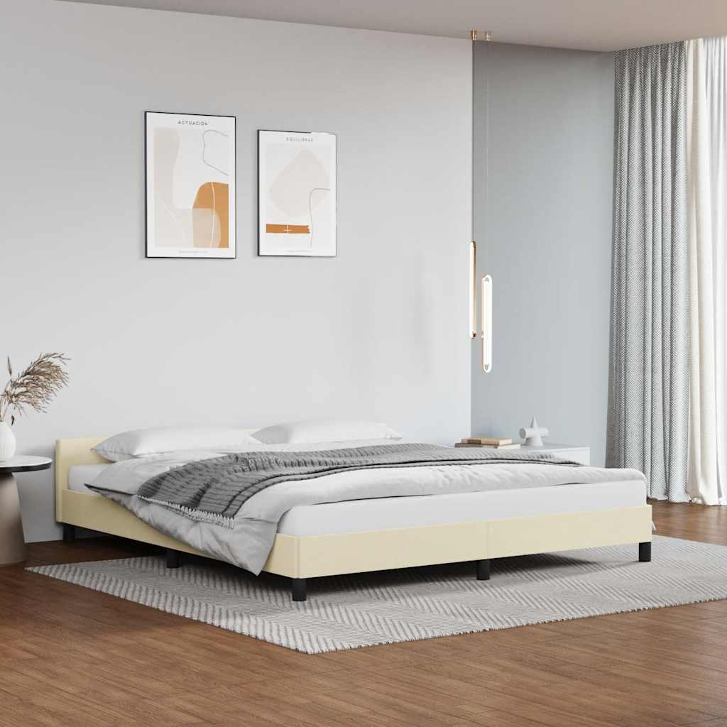 Bedframe met hoofdeinde zonder matras 160x200 cm crèmekleurig is nu te koop bij PeponiXL, paradijselijk wonen!