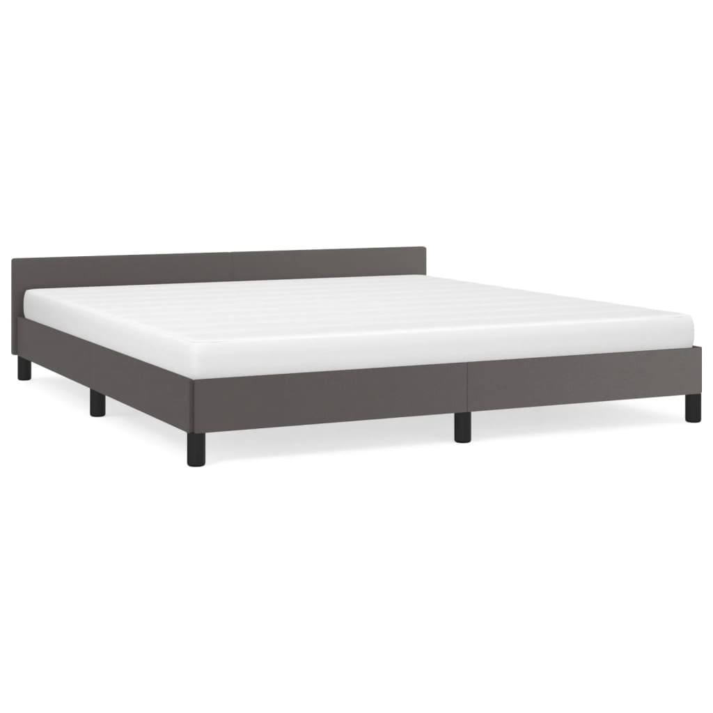 Bedframe met hoofdeinde zonder matras 160x200 cm grijs is nu te koop bij PeponiXL, paradijselijk wonen!