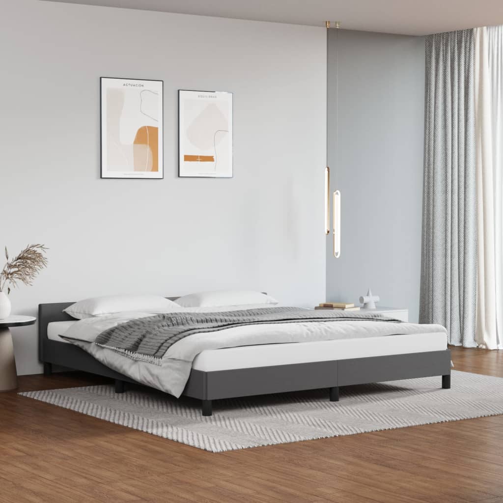 Bedframe met hoofdeinde zonder matras 160x200 cm grijs is nu te koop bij PeponiXL, paradijselijk wonen!