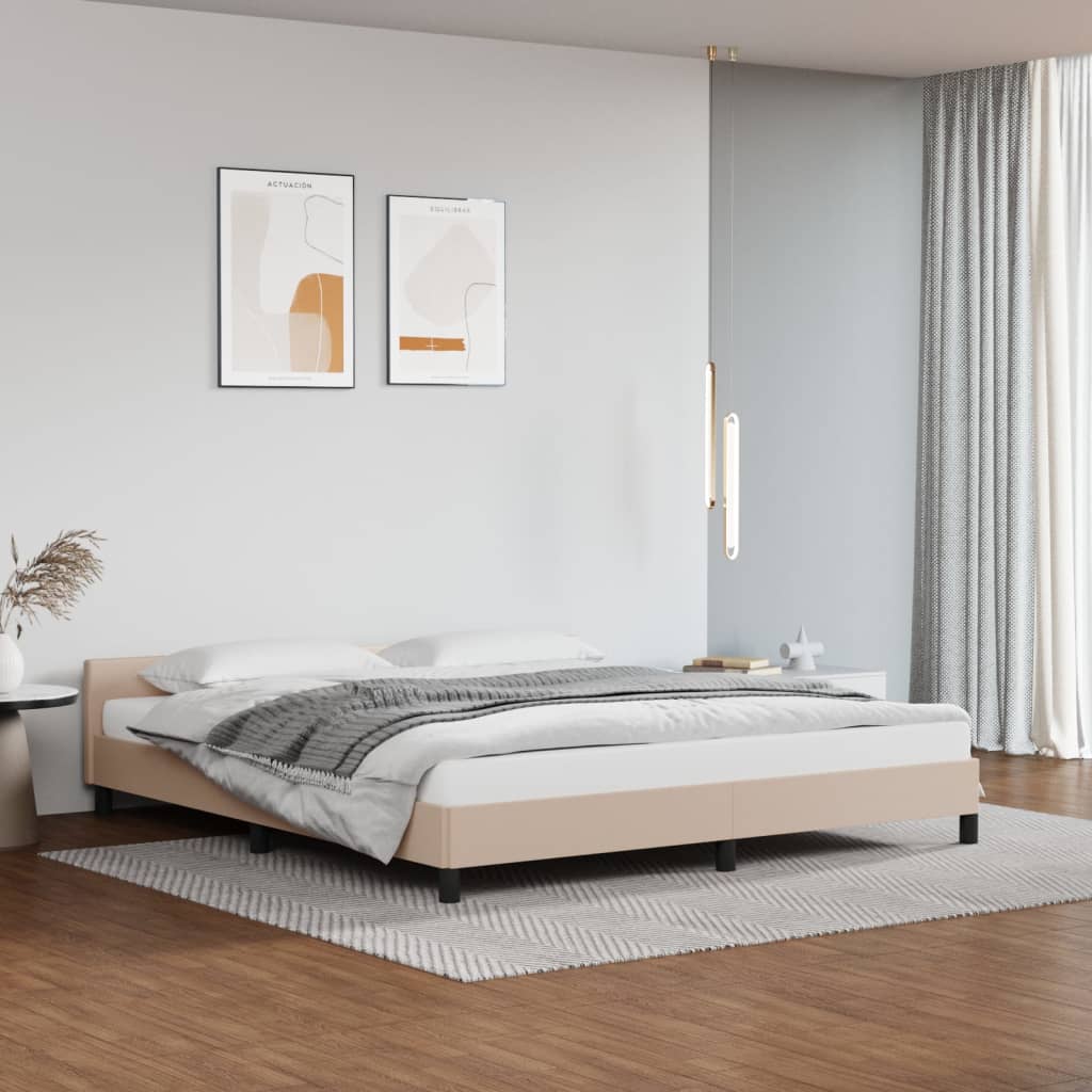Bedframe met hoofdeinde zonder matras Cappuccino 160x200 cm is nu te koop bij PeponiXL, paradijselijk wonen!