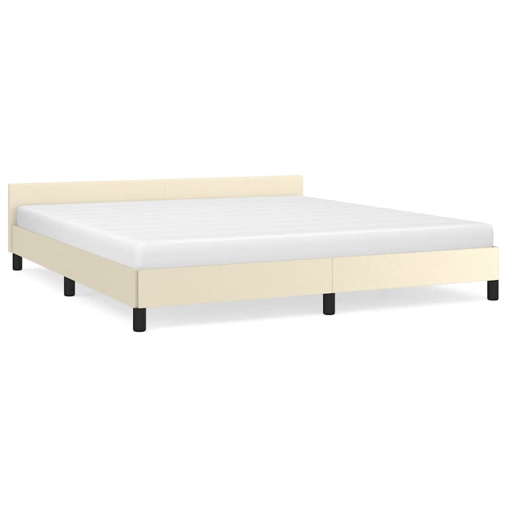 Bedframe met hoofdeinde zonder matras 180x200 cm crèmekleurig is nu te koop bij PeponiXL, paradijselijk wonen!