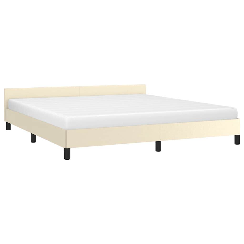 Bedframe met hoofdeinde zonder matras 180x200 cm crèmekleurig is nu te koop bij PeponiXL, paradijselijk wonen!