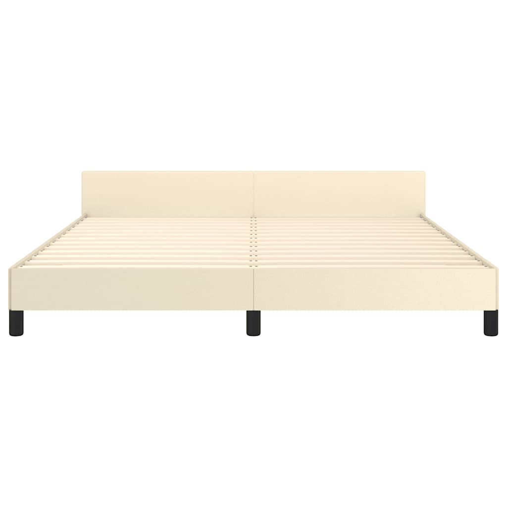 Bedframe met hoofdeinde zonder matras 180x200 cm crèmekleurig is nu te koop bij PeponiXL, paradijselijk wonen!