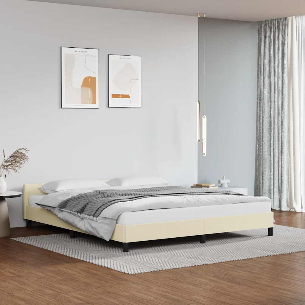 Bedframe met hoofdeinde zonder matras 180x200 cm crèmekleurig is nu te koop bij PeponiXL, paradijselijk wonen!
