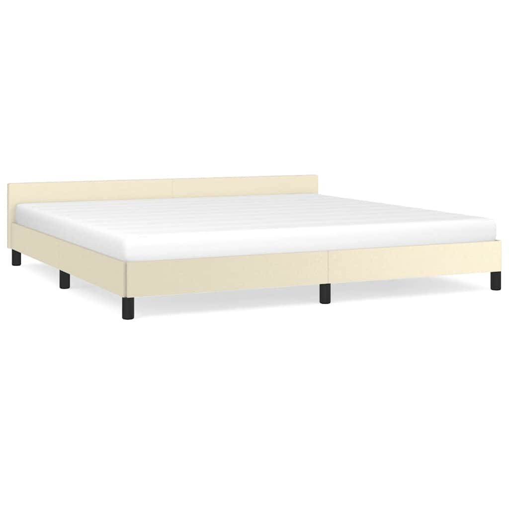 Bedframe met hoofdeinde zonder matras 200x200 cm crèmekleurig is nu te koop bij PeponiXL, paradijselijk wonen!