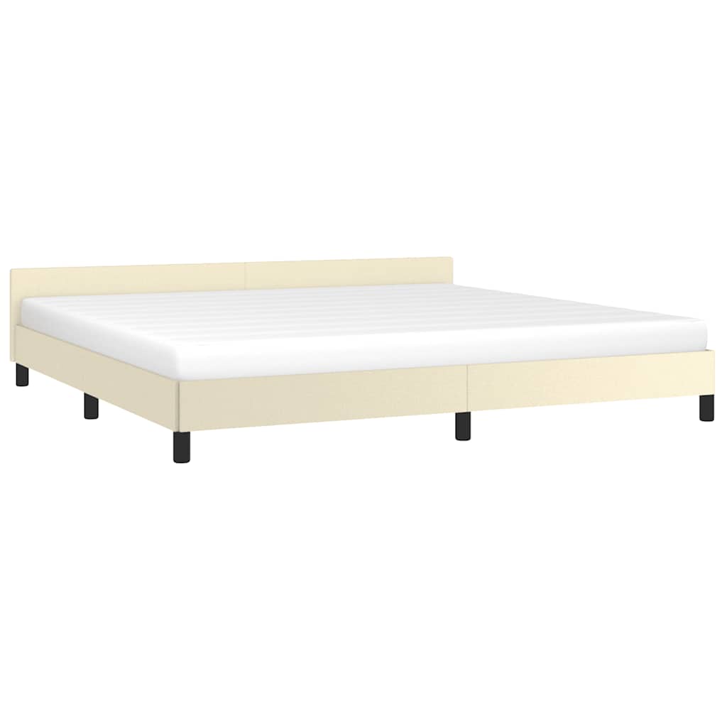 Bedframe met hoofdeinde zonder matras 200x200 cm crèmekleurig is nu te koop bij PeponiXL, paradijselijk wonen!