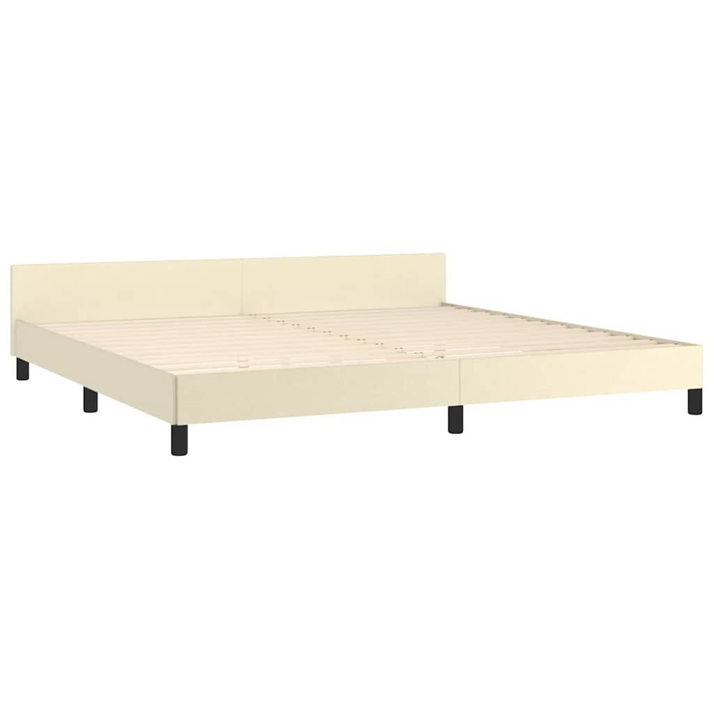 Bedframe met hoofdeinde zonder matras 200x200 cm crèmekleurig is nu te koop bij PeponiXL, paradijselijk wonen!