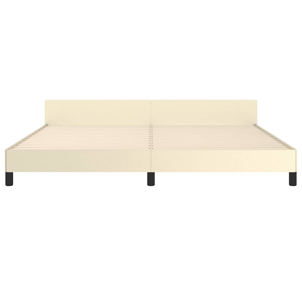 Bedframe met hoofdeinde zonder matras 200x200 cm crèmekleurig is nu te koop bij PeponiXL, paradijselijk wonen!