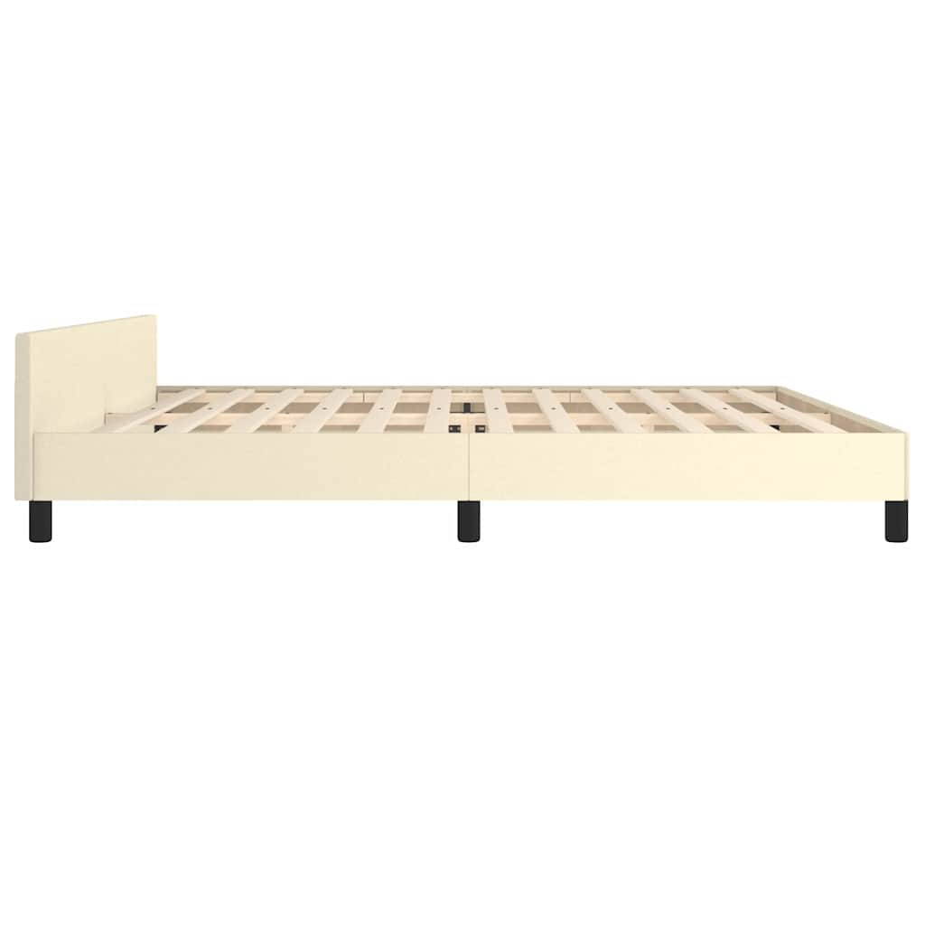 Bedframe met hoofdeinde zonder matras 200x200 cm crèmekleurig is nu te koop bij PeponiXL, paradijselijk wonen!