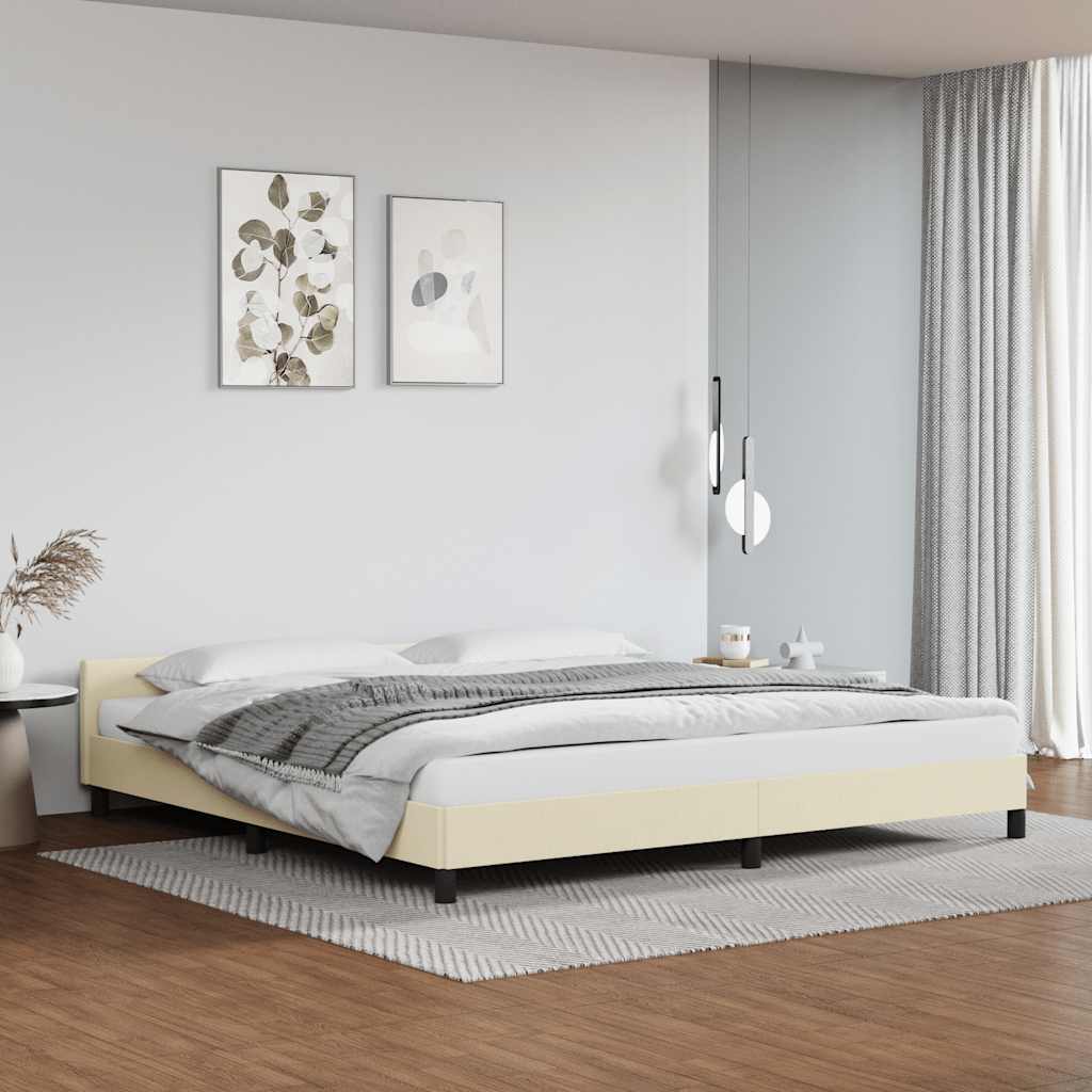Bedframe met hoofdeinde zonder matras 200x200 cm crèmekleurig is nu te koop bij PeponiXL, paradijselijk wonen!
