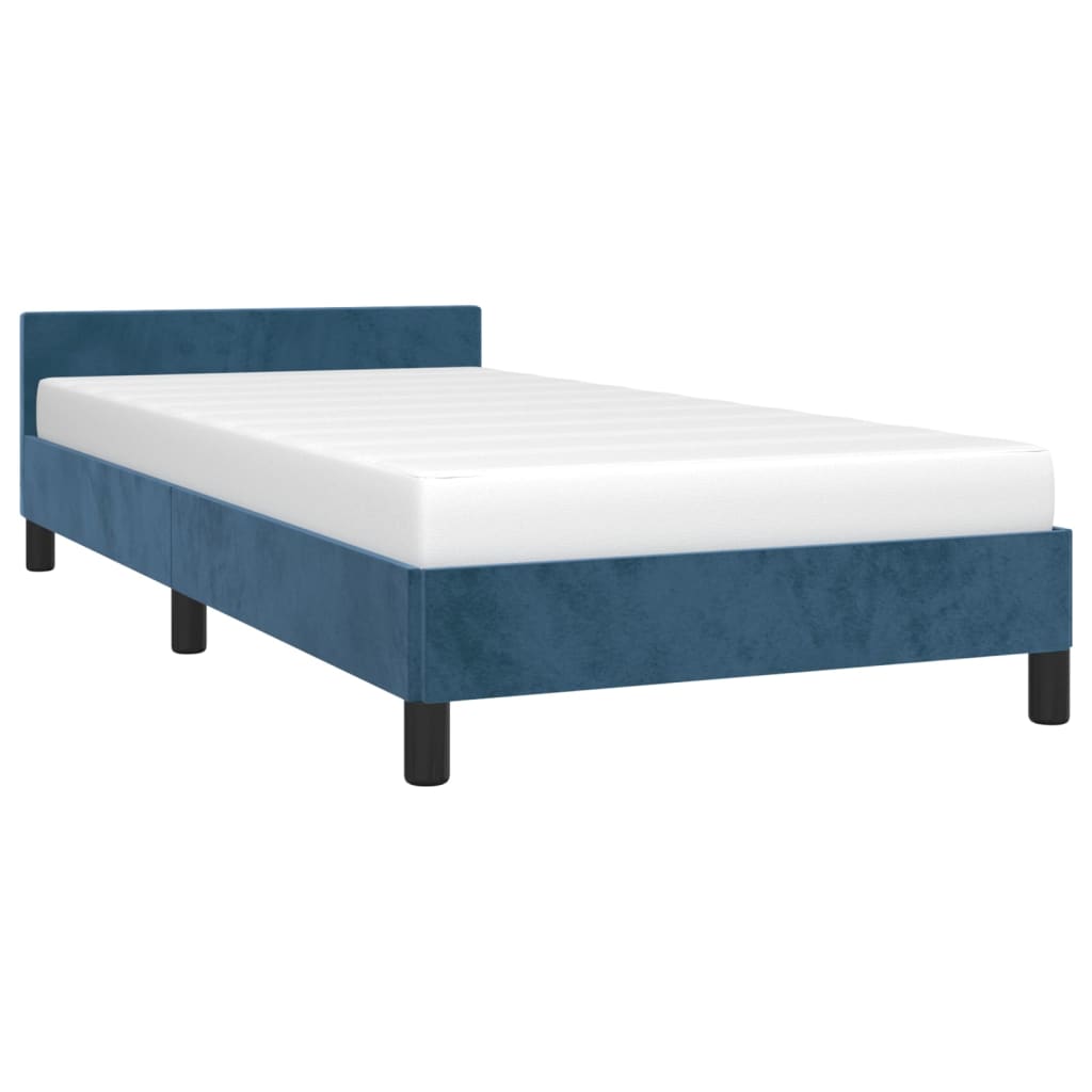 Bedframe zonder matras 90x200 cm fluweel donkerblauw is nu te koop bij PeponiXL, paradijselijk wonen!
