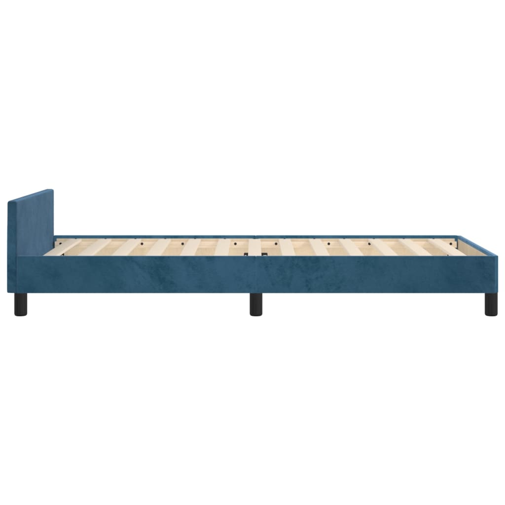 Bedframe zonder matras 90x200 cm fluweel donkerblauw is nu te koop bij PeponiXL, paradijselijk wonen!