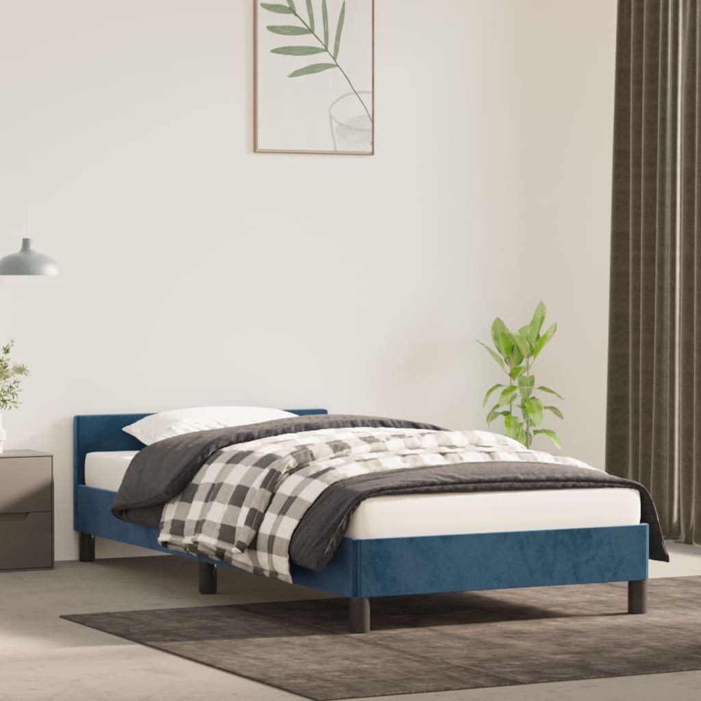 Bedframe zonder matras 90x200 cm fluweel donkerblauw is nu te koop bij PeponiXL, paradijselijk wonen!