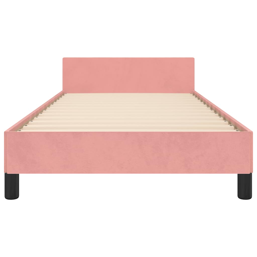 Bedframe met hoofdeinde zonder matras 90x200 cm fluweel roze is nu te koop bij PeponiXL, paradijselijk wonen!