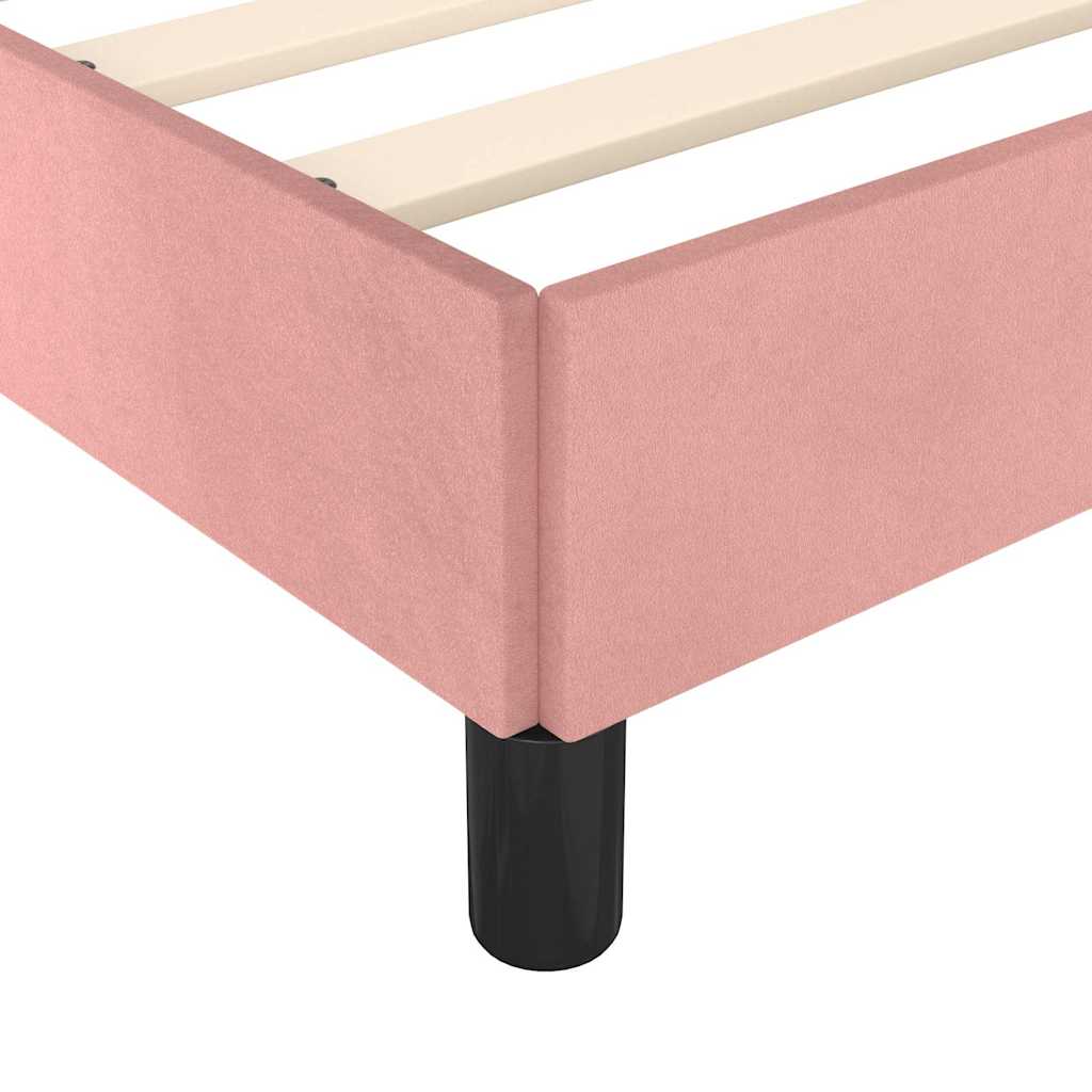 Bedframe met hoofdeinde zonder matras 90x200 cm fluweel roze is nu te koop bij PeponiXL, paradijselijk wonen!