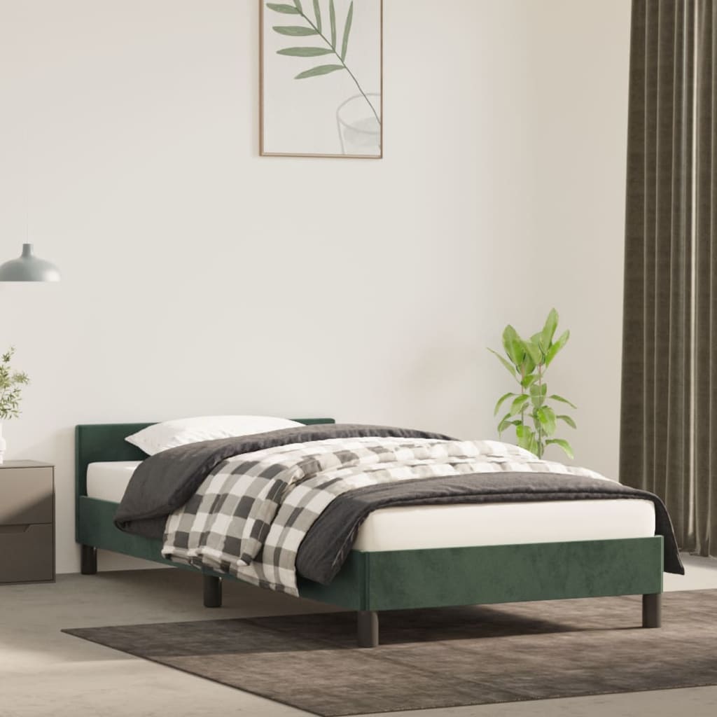 Bedframe zonder matras 100x200 cm fluweel donkergroen is nu te koop bij PeponiXL, paradijselijk wonen!