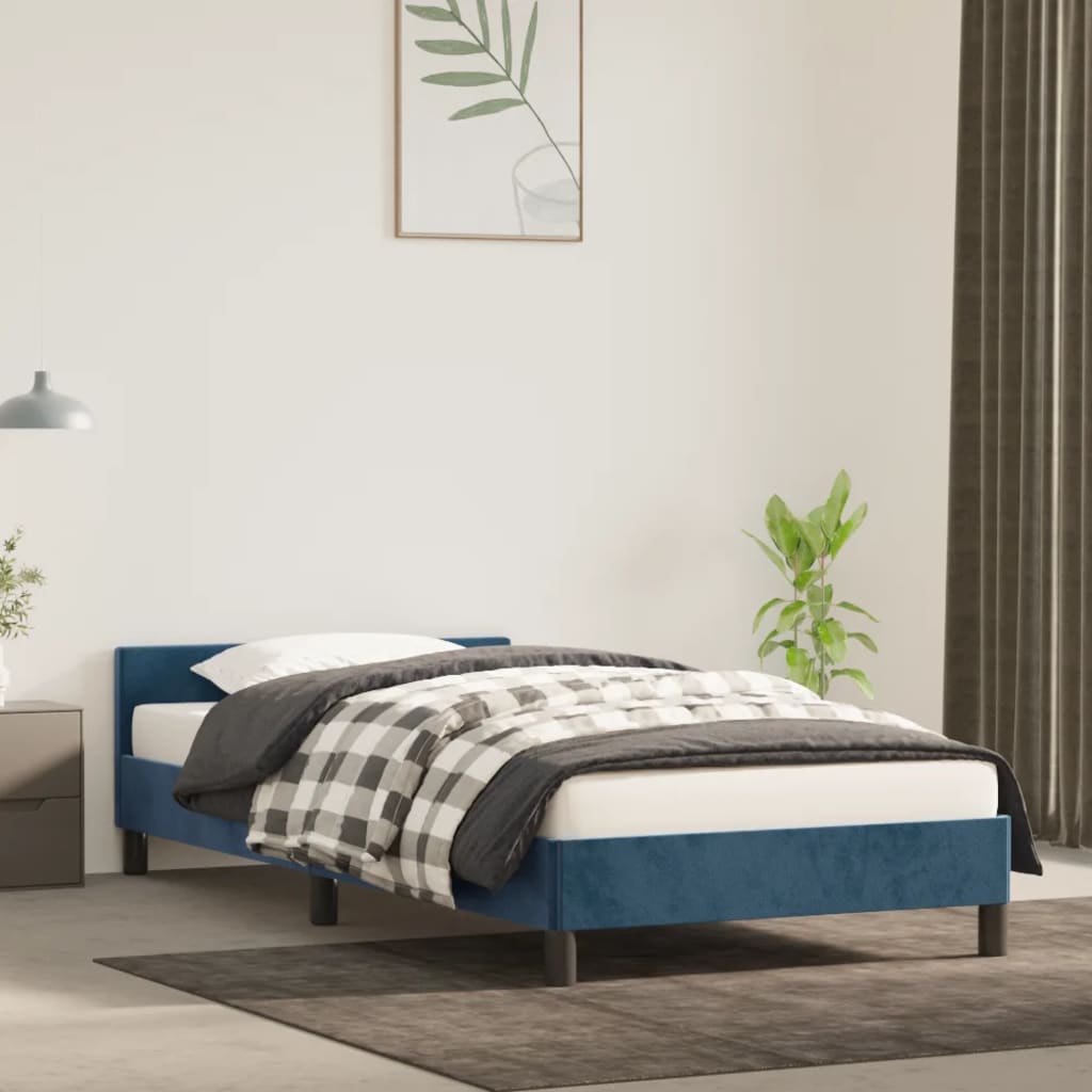 Bedframe zonder matras 100x200 cm fluweel donkerblauw is nu te koop bij PeponiXL, paradijselijk wonen!