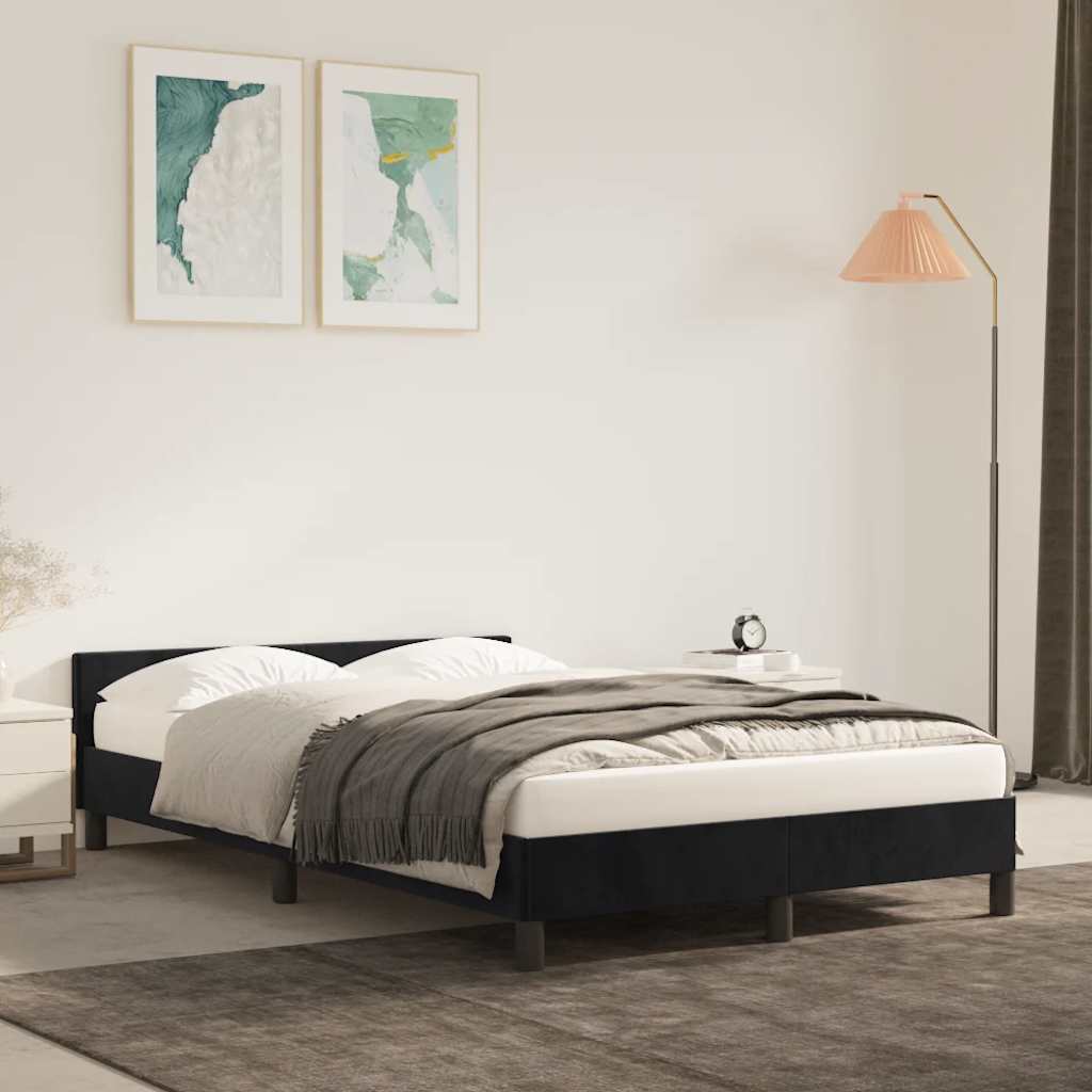 Bedframe zonder matras 120x200 cm fluweel zwart is nu te koop bij PeponiXL, paradijselijk wonen!