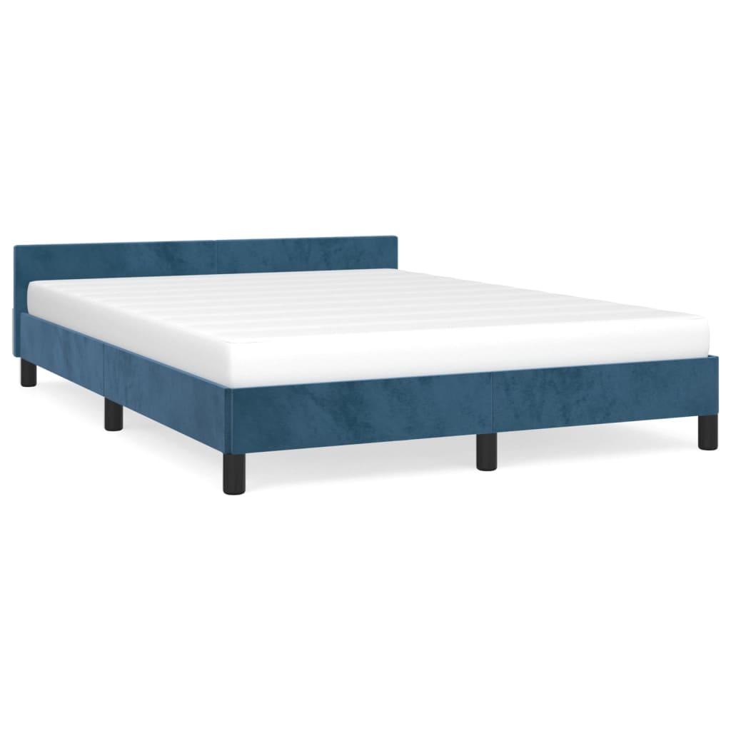 Bedframe zonder matras 140x200 cm fluweel donkerblauw is nu te koop bij PeponiXL, paradijselijk wonen!