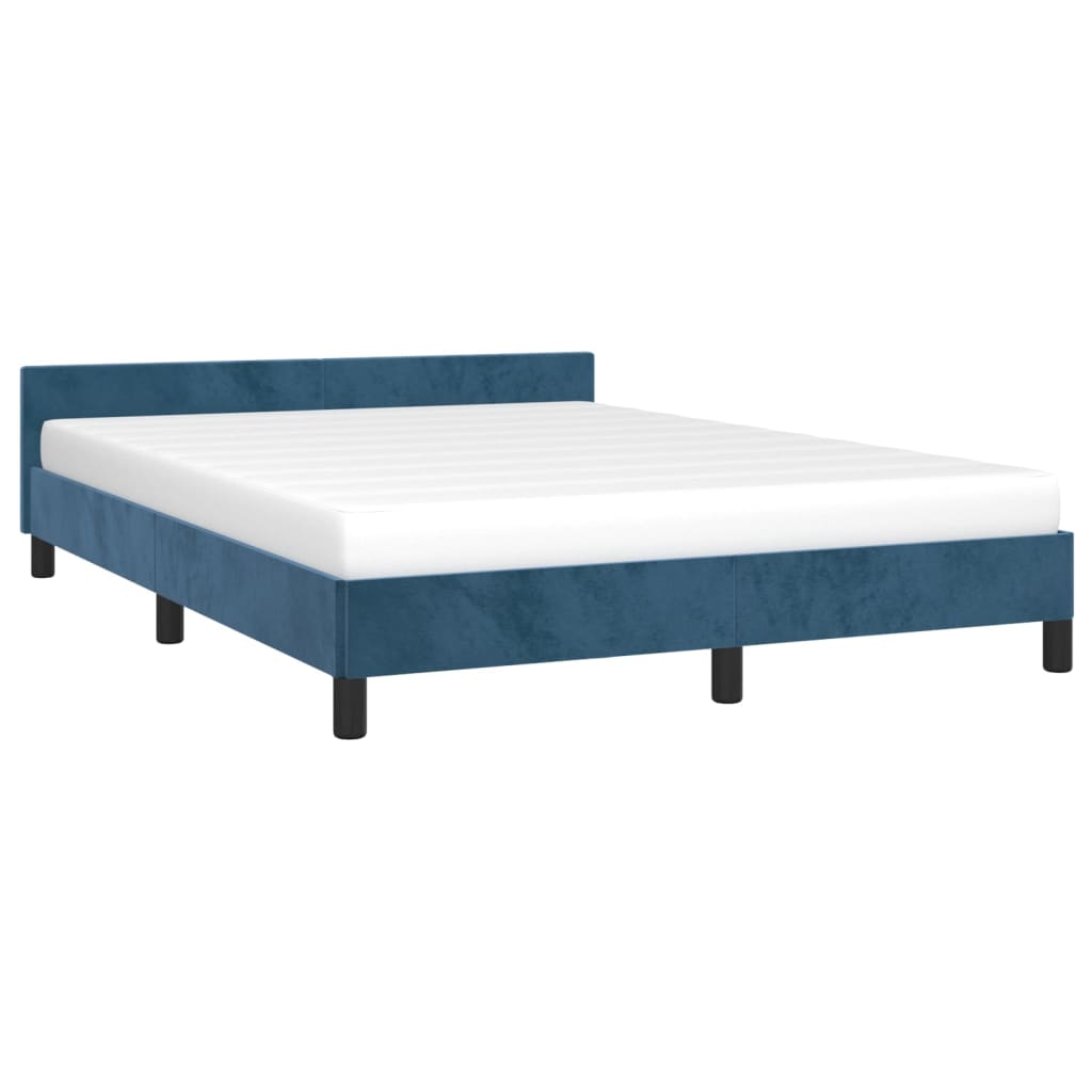 Bedframe zonder matras 140x200 cm fluweel donkerblauw is nu te koop bij PeponiXL, paradijselijk wonen!
