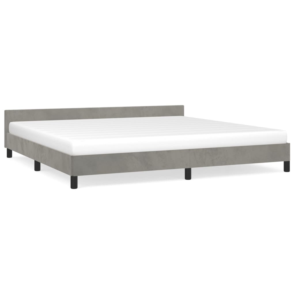 Bedframe zonder matras 200x200 cm fluweel lichtgrijs is nu te koop bij PeponiXL, paradijselijk wonen!
