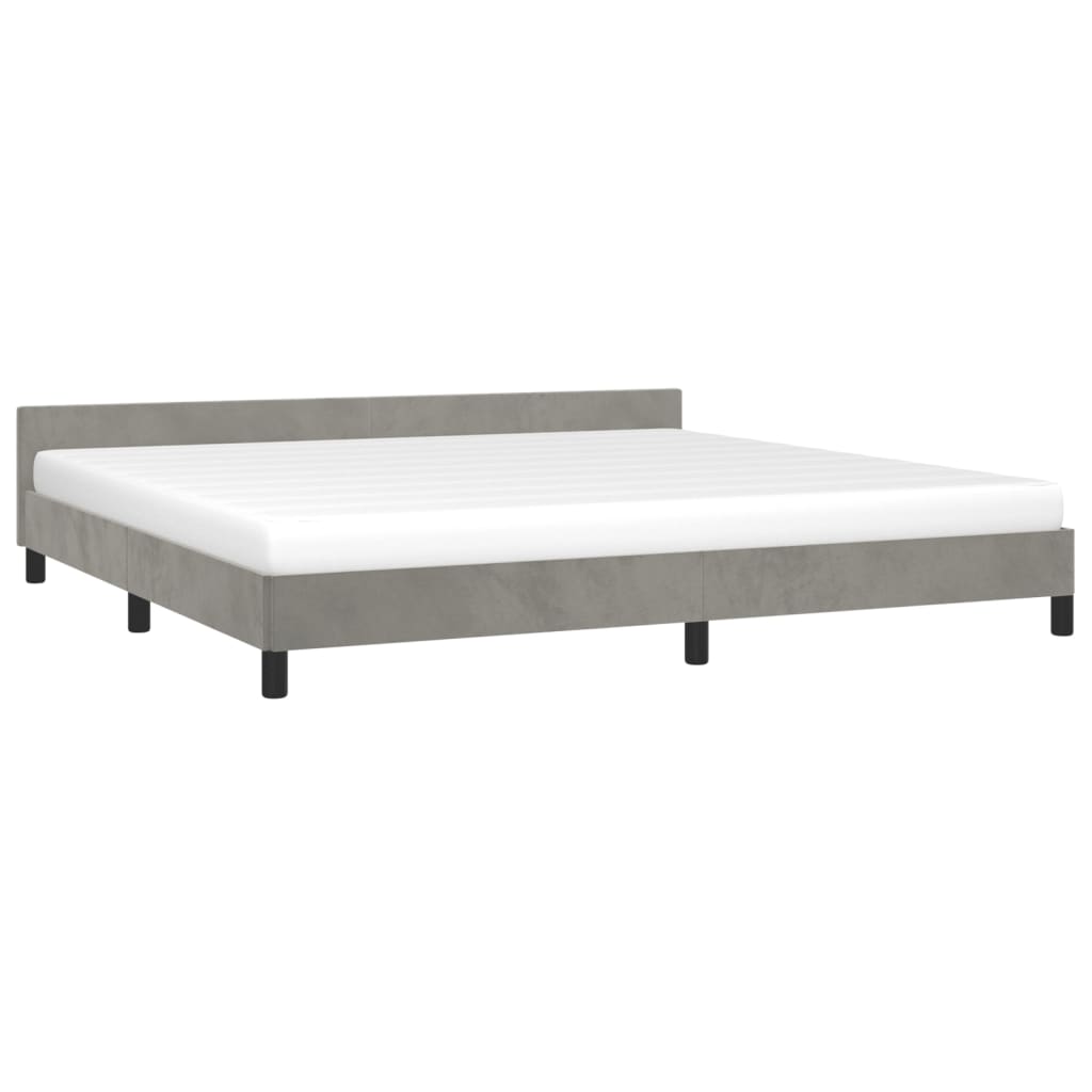 Bedframe zonder matras 200x200 cm fluweel lichtgrijs is nu te koop bij PeponiXL, paradijselijk wonen!