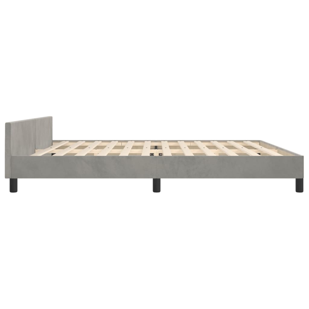 Bedframe zonder matras 200x200 cm fluweel lichtgrijs is nu te koop bij PeponiXL, paradijselijk wonen!