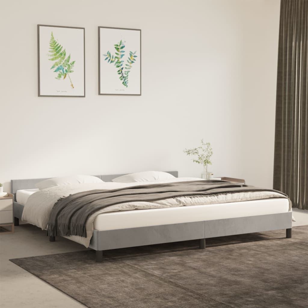 Bedframe zonder matras 200x200 cm fluweel lichtgrijs is nu te koop bij PeponiXL, paradijselijk wonen!