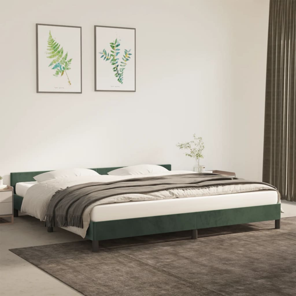 Bedframe zonder matras 200x200 cm fluweel donkergroen is nu te koop bij PeponiXL, paradijselijk wonen!