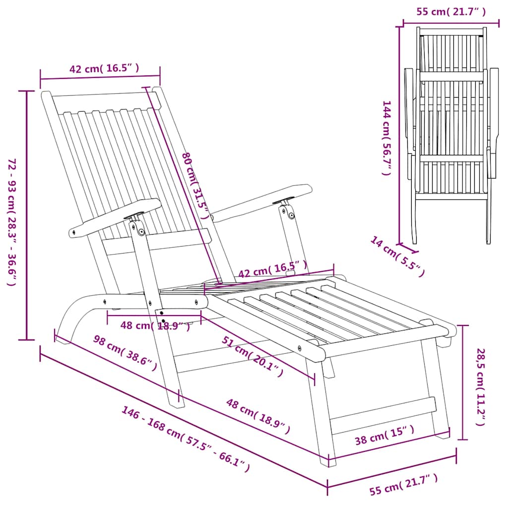 Terrasstoel met voetensteun en tafel massief acaciahout is nu te koop bij PeponiXL, paradijselijk wonen!