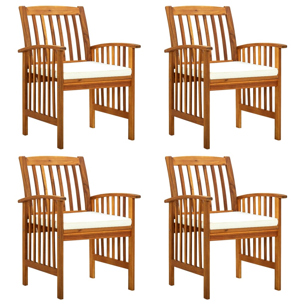 Tuinstoelen 4 stuks met kussens, massief acaciahout is nu te koop bij PeponiXL, paradijselijk wonen!