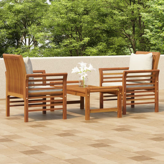 3-delige Loungeset met kussens massief acaciahout is nu te koop bij PeponiXL, paradijselijk wonen!