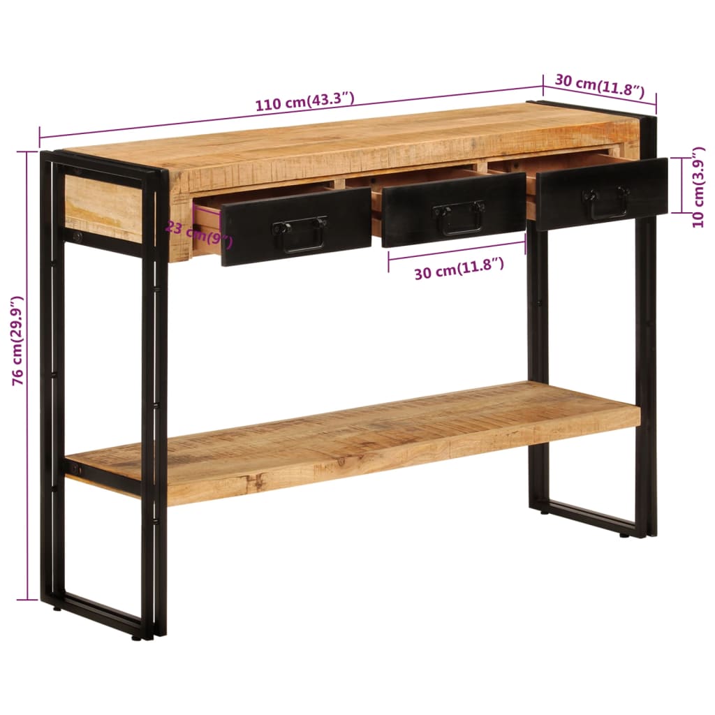 Wandtafel 110x30x76 cm massief mangohout is nu te koop bij PeponiXL, paradijselijk wonen!