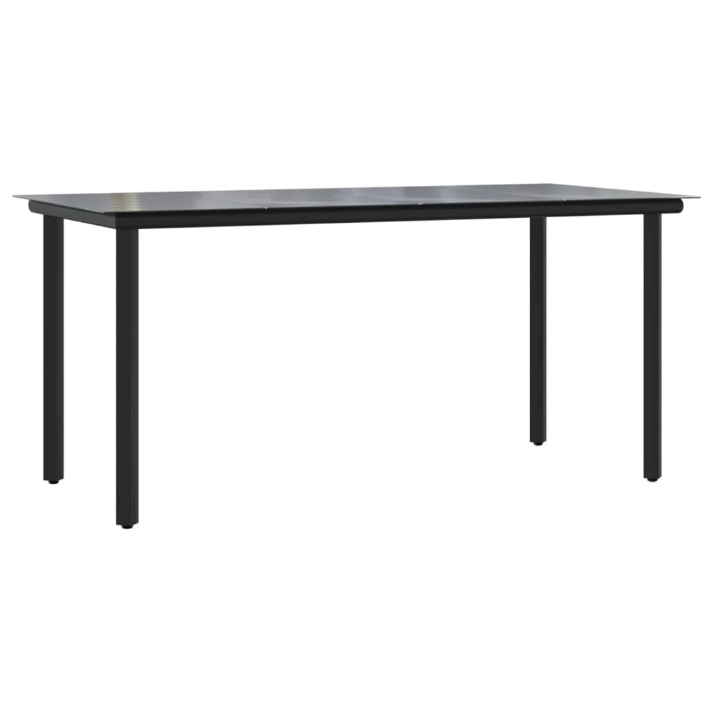 Tuintafel 160x80x74 cm staal en gehard glas zwart is nu te koop bij PeponiXL, paradijselijk wonen!