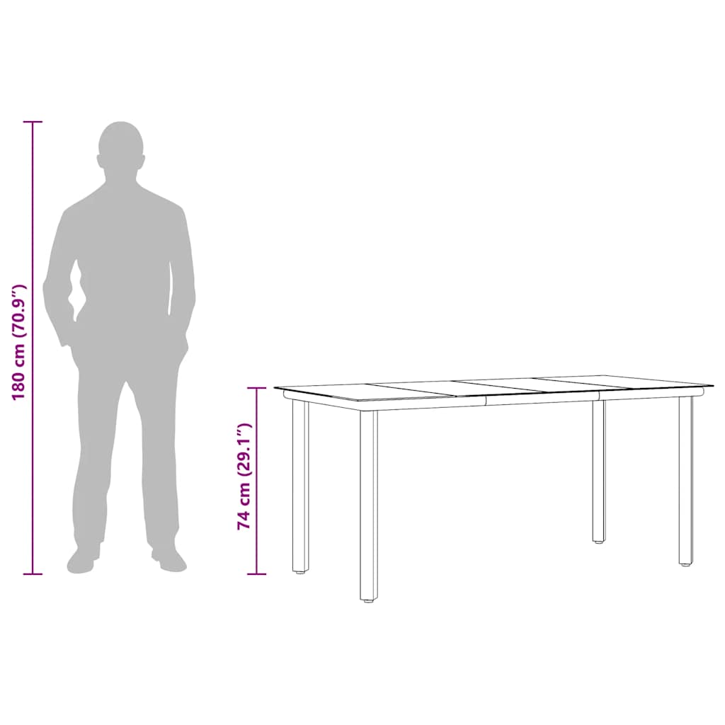 Tuintafel 160x80x74 cm staal en gehard glas zwart is nu te koop bij PeponiXL, paradijselijk wonen!