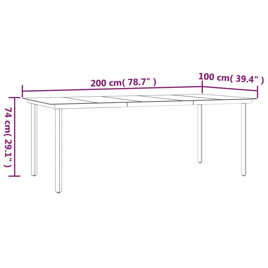 Tuintafel 200x100x74cm staal en gehard glas zwart is nu te koop bij PeponiXL, paradijselijk wonen!