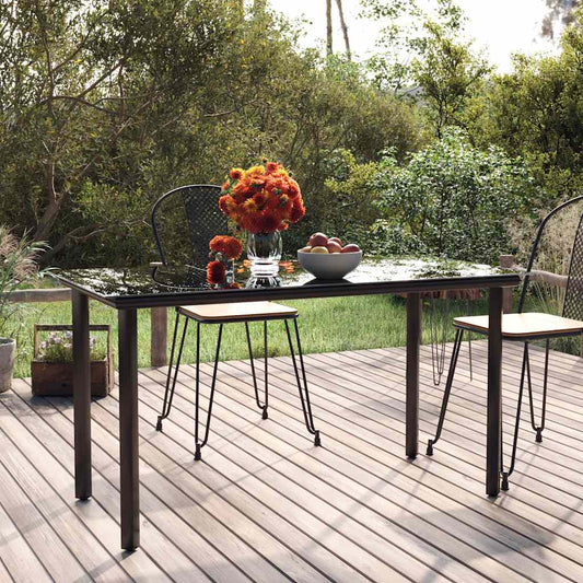 Tuintafel 200x100x74cm staal en gehard glas zwart is nu te koop bij PeponiXL, paradijselijk wonen!