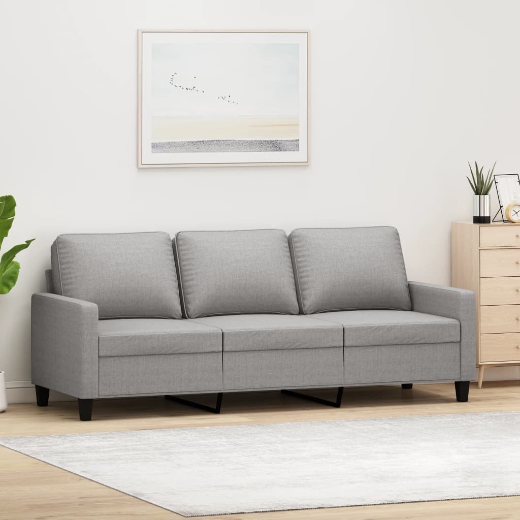 Driezitsbank 180 cm stof lichtgrijs