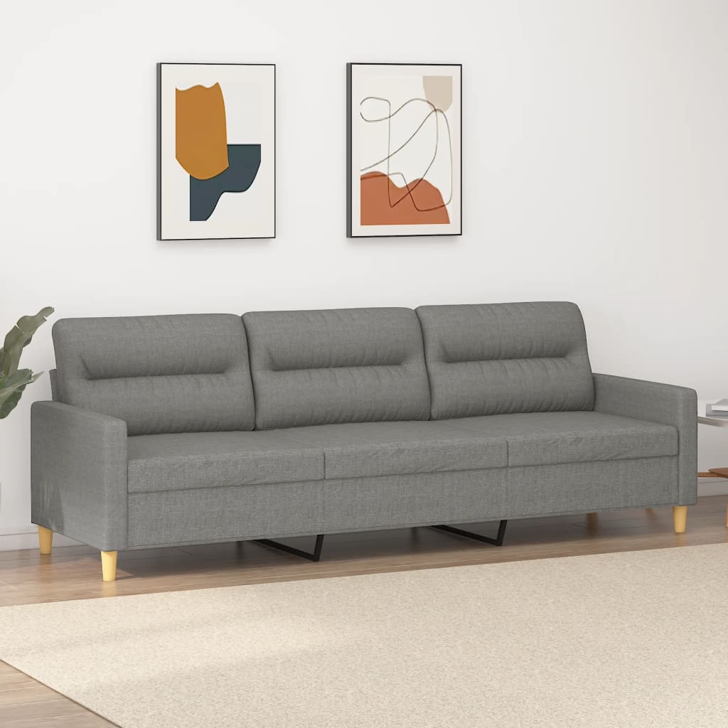 Driezitsbank 210 cm stof donkergrijs