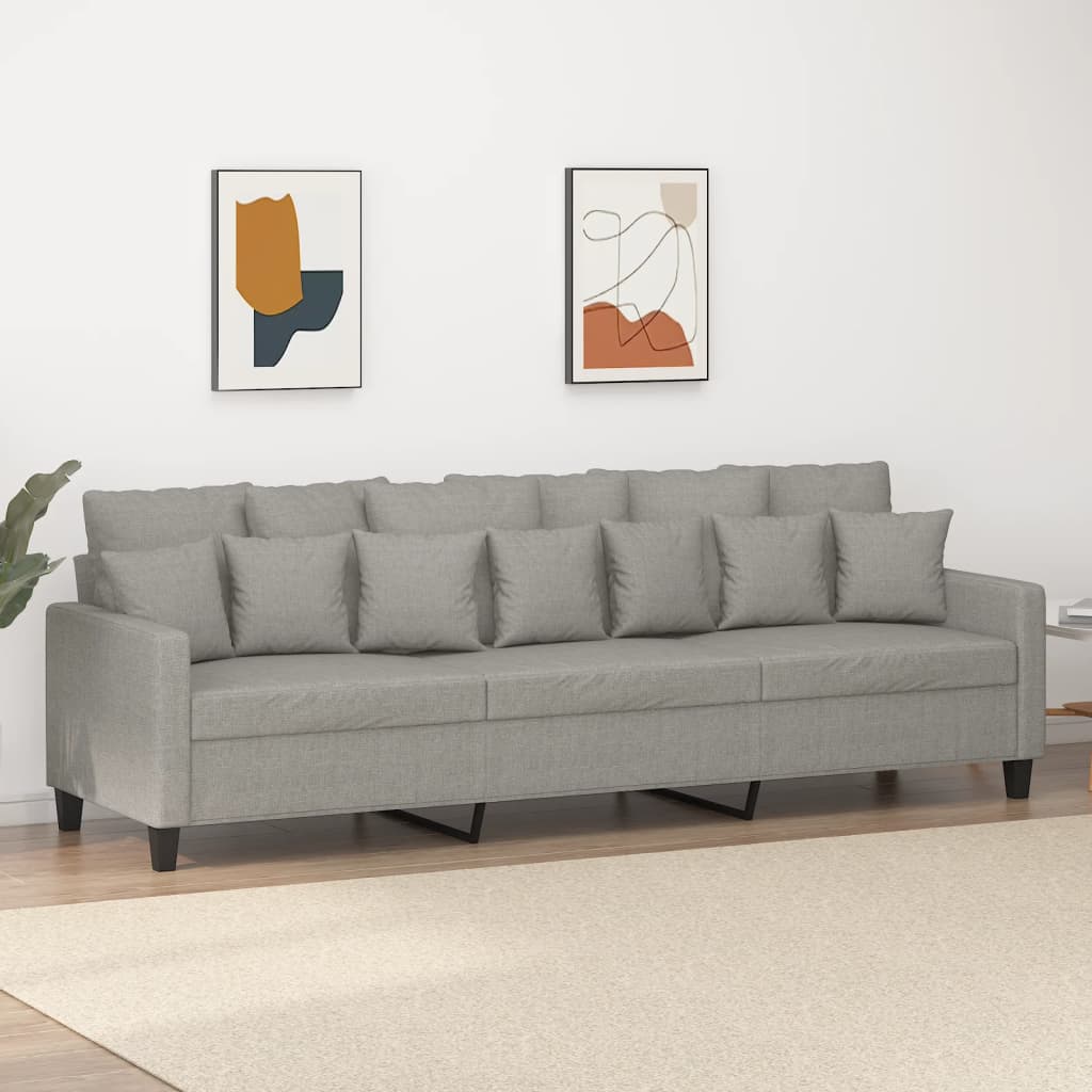 Driezitsbank 210 cm stof lichtgrijs