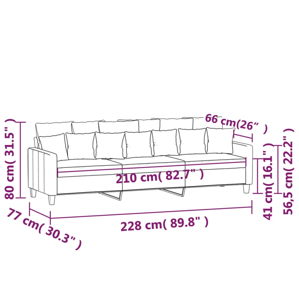Driezitsbank 210 cm stof donkergrijs is nu te koop bij PeponiXL, paradijselijk wonen!