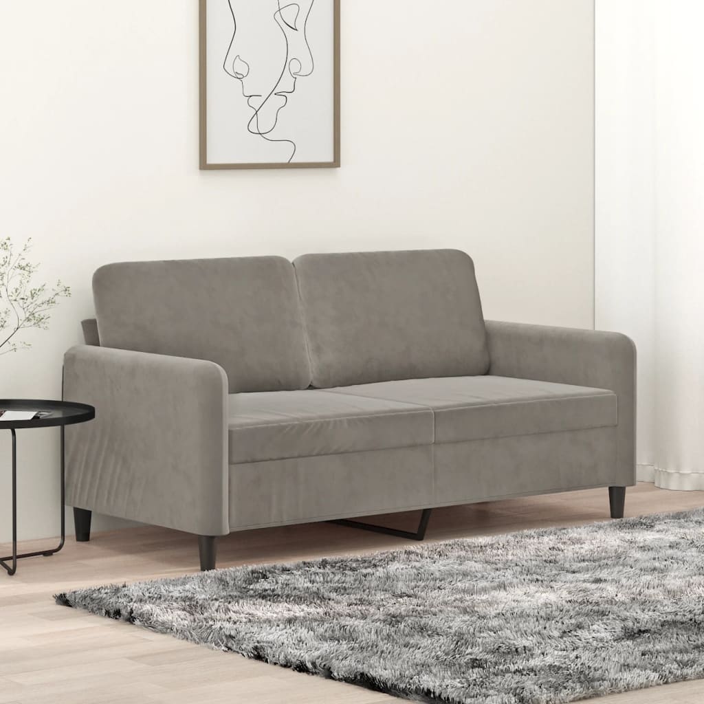 Tweezitsbank 140 cm fluweel lichtgrijs is nu te koop bij PeponiXL, paradijselijk wonen!