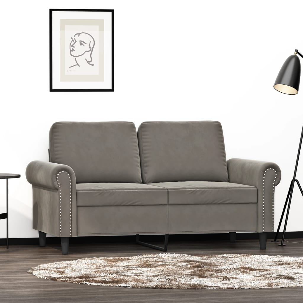 Tweezitsbank 120 cm fluweel lichtgrijs is nu te koop bij PeponiXL, paradijselijk wonen!