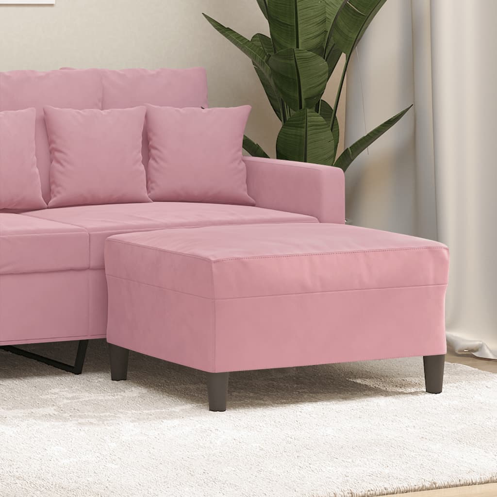Voetenbank 70x55x41 cm fluweel roze is nu te koop bij PeponiXL, paradijselijk wonen!