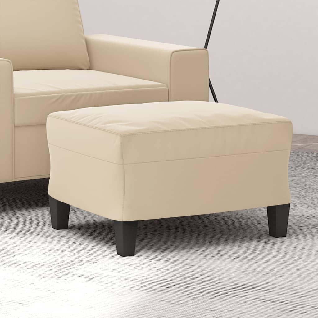 Voetenbank 60x50x41 cm microvezelstof crèmekleurig is nu te koop bij PeponiXL, paradijselijk wonen!