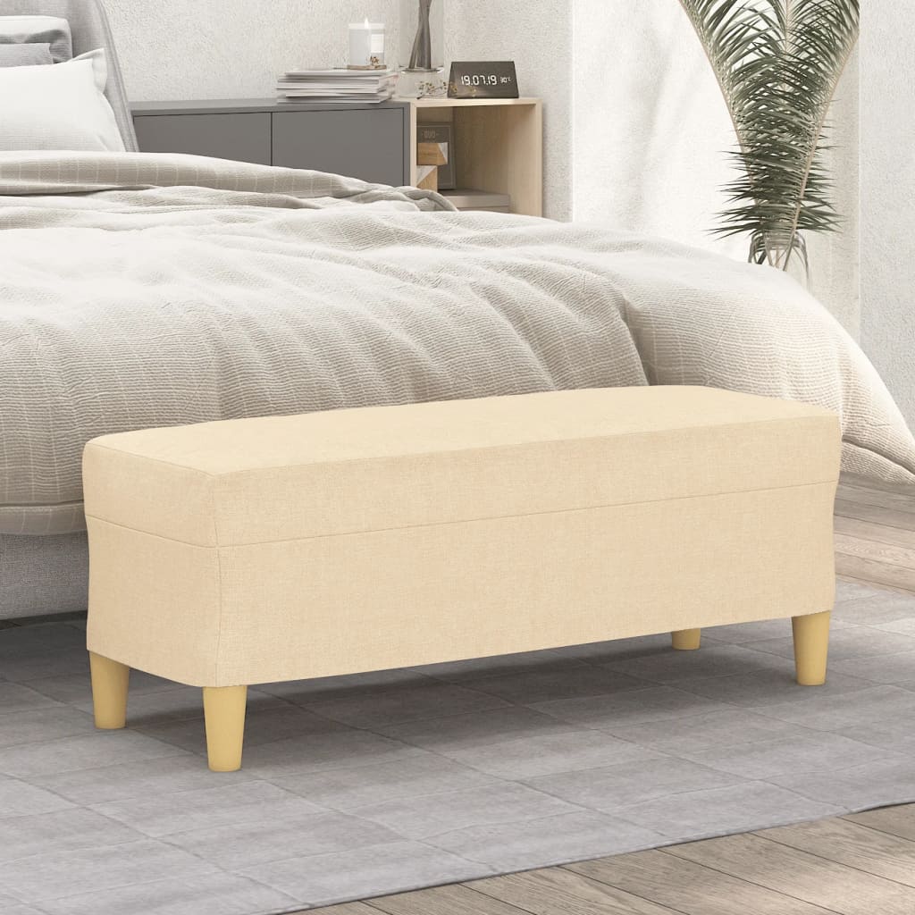 Bankje 100x35x41 cm stof crèmekleurig is nu te koop bij PeponiXL, paradijselijk wonen!