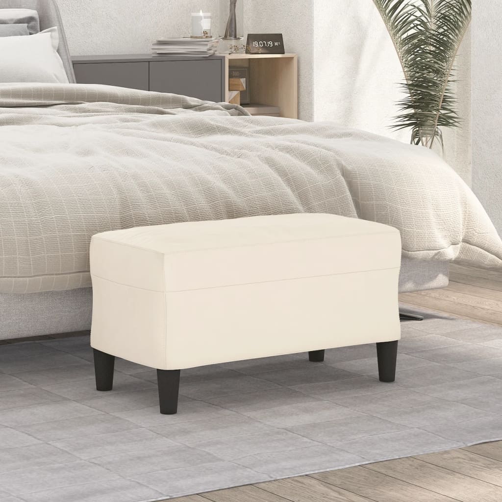 Bankje 70x35x41 cm fluweel crèmekleurig is nu te koop bij PeponiXL, paradijselijk wonen!