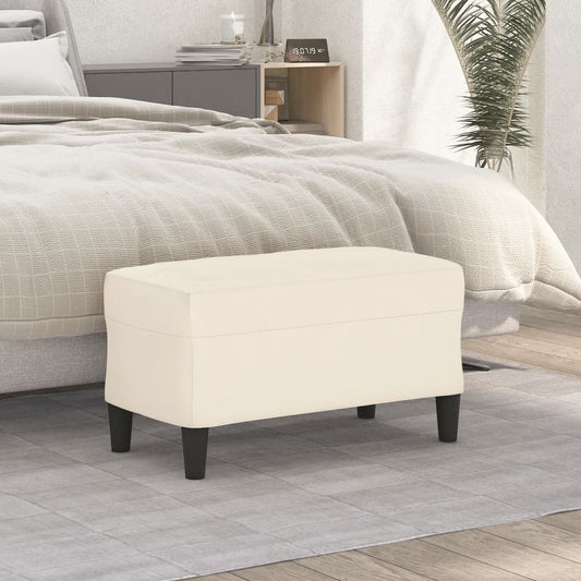 Bankje 70x35x41 cm fluweel crèmekleurig is nu te koop bij PeponiXL, paradijselijk wonen!